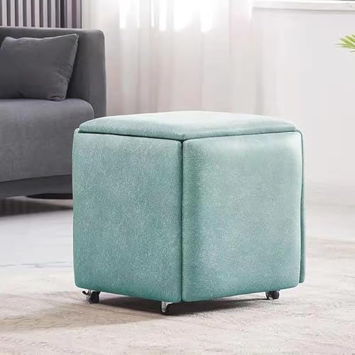 5 In 1 Pu Leder Sitzwürfel Mit Drehrollen, Stapelbarer Nesting Ottomane Hocker, Beweglicher Sofa Stuhl Hocker Schminkstuhl Für Wohnzimmer Schlafzimmer, Leather10, 18x18x19 von Generic