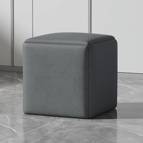 5 In 1 Würfel Nesting Ottom Sofa Stuhl, Stapelbare Hocker, Technologie Stoff Quadratischer Hocker, Fußhocker Mit Drehrollen Für Wohnzimmer, Esszimmer, Grey, 45CM/17.7INCH von Generic