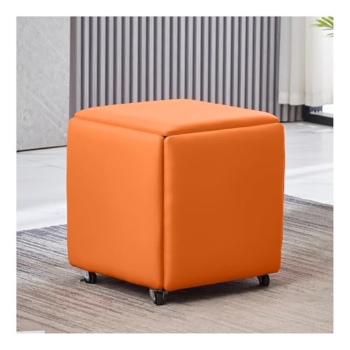 5 in 1 Nesting Cube Chair Set with Square Leather Stackable Bench and Movable Foot Stool on Wheels Stackable Ottoman Stools for Bedroom Living Room and Dining Room Furniture Orange 17.7x17.7x17.7in 5 in 1 Nesting Cube Chair Set with Square Leather Stackable Bench and Movable Foot Stool on Wheels Stackable Ottoman Stools for Bedroom Living Room and Dining Room Furniture Orange 17.7x17.7x17.7in von Generic