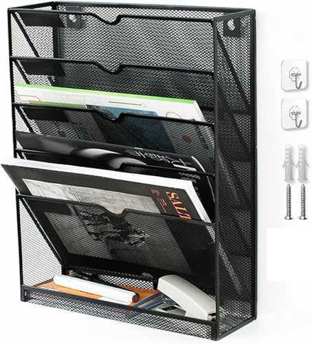 5-stufiger Vertikaler Wanddatei-Organizer Metallgitter-wandhalterung Hängender Aktenhalter Mit Hängendem Loch Papierdokumenten-zeitschriftenständer Für Büro Zu Hause Schule, Black 5-stufiger Vertikaler Wanddatei-Organizer Metallgitter-wandhalterung Hängender Aktenhalter Mit Hängendem Loch Papierdokumenten-zeitschriftenständer Für Büro Zu Hause Schule, Black von Generic