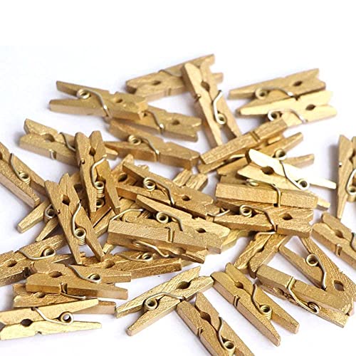 50 Stück/Packung Gold Silber Schwarz Weihnachten Fotowand Mini klein 25 mm Holz Clip Y5A4 Umwelt Wäscheklammer Holz von Generic