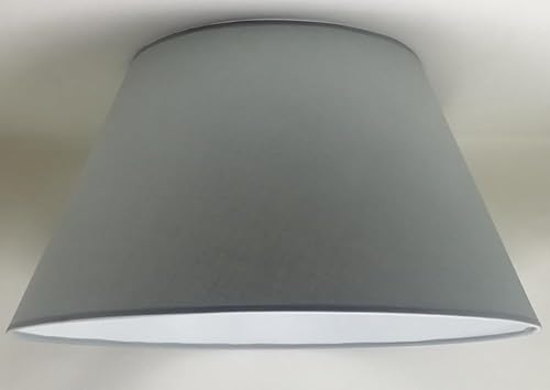 50 cm Kegel Lampenschirm, Baumwollstoff mit weißer PVC-Rückseite, handgefertigtes Produkt, für Tischlampe, Stehlampe (Grau) von Generic