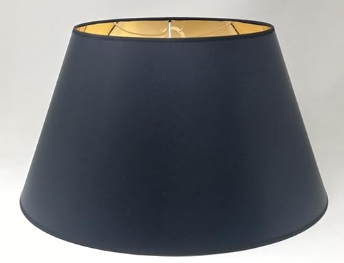 50 cm Schwarzer Lampenschirm, Stoff mit Goldfutter, für Tischlampe, Stehlampe, Handgefertigt von Generic