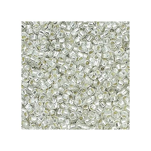 5g TOHO Rocailles 15/0, silbergefütterter meirateter Kristall (# 21F) (TOHO seed beads 15/0, Silver-Lined Frosted Crystal (#21f)) Japanishe Glas Rund Perlen von Generic