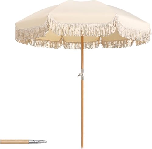6,5 Fuß Sonnenschirm Mit Fransen, Weißer Boho-Sonnenschirm Mit Fransen, Hawaii Verstellbare Sonnenschirme, 180 ° Einstellung, UPF 50 8 Sonnenschirmständer Im Fre, Beige, 2 * 2.15m/6.5 * 7ft 6,5 Fuß Sonnenschirm Mit Fransen, Weißer Boho-Sonnenschirm Mit Fransen, Hawaii Verstellbare Sonnenschirme, 180 ° Einstellung, UPF 50 8 Sonnenschirmständer Im Fre, Beige, 2 * 2.15m/6.5 * 7ft von Generic
