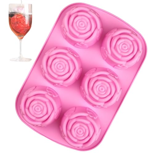 6 Hohlräume Rosenform - Mehrzweck Silikonform für Seifenherstellung und Cocktails | Whisky Eiswürfel, Schokoladenformen, Backform und Entformhandwerk 6 Hohlräume Rosenform - Mehrzweck Silikonform für Seifenherstellung und Cocktails | Whisky Eiswürfel, Schokoladenformen, Backform und Entformhandwerk von Generic