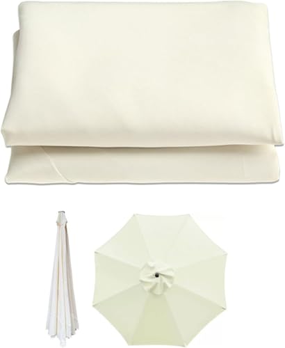 6 Rippen/8 Rippen Sonnenschirm Ersatz Baldachin Gartenschirm Sonnenschirm Canopy Top Ersatz Ausleger Schirm Tuch Sonnenschirm Top Stoffbezug, Beige, 2.7m/9FT-8Ribs von Generic