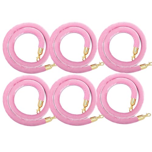 6 Stück 2–13 Fuß dekoratives Sicherheitsseil mit Warteschlangenpfosten, Absperrseil zur Kontrolle von Menschenmengen, Absperrseile aus Samt mit Haken for Hotels(Pink,2.2m/86.6In/7.2Ft) von Generic