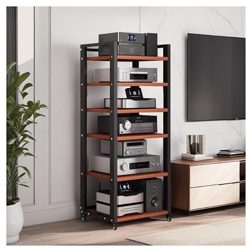 6-stufiges Vintage-Audio-Rack | Eck-TV-Konsole und AV-Medienschrank | Verstellbare Hochleistungsregale | Aufbewahrung for Zuhause/Büro/Kino(Schwarz) von Generic