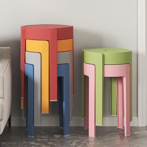 6er-Pack Bunte Stapelbare Kunststoffhocker, Tragbare Stapelstühle, Einteilige Formgebung, Stabile Tragfähigkeit, Geeignet für Klassenzimmer, Zuhause, Büro, Party(Green) von Generic