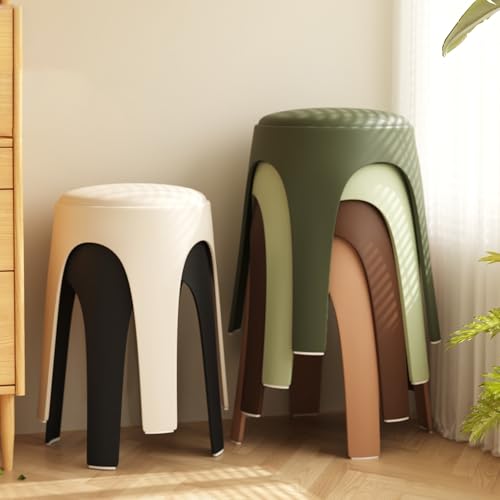 6er-Pack Stapelbare Kunststoffhocker, Runde Gepolsterte Esszimmerstühle, kein Zusammenbau Erforderlich, für Klassenzimmer, Heimunterricht, Wohnzimmer, kleine Wohnung(Green,6PCS) von Generic