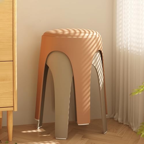 6er-Pack Stapelbare Kunststoffhocker, Runde Gepolsterte Esszimmerstühle, kein Zusammenbau Erforderlich, für Klassenzimmer, Heimunterricht, Wohnzimmer, kleine Wohnung(Orange,2 PCS) von Generic