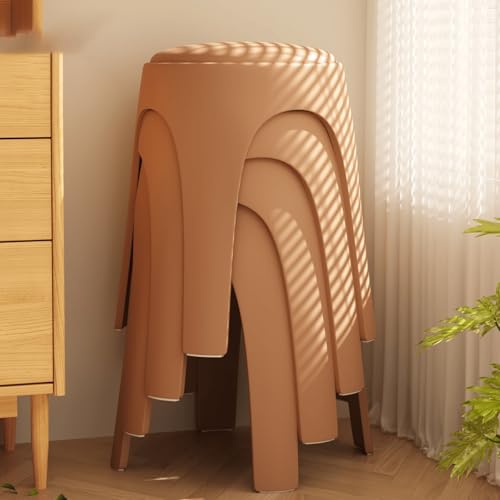 6er-Pack Stapelbare Kunststoffhocker, Runde Gepolsterte Esszimmerstühle, kein Zusammenbau Erforderlich, für Klassenzimmer, Heimunterricht, Wohnzimmer, kleine Wohnung(Orange,4PCS) von Generic