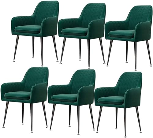 6er Set Moderne Metallbeine Gelb Samt Stuhl Stuhl für Zuhause Restaurant Konferenzraum Bequeme Rückenlehne und gepolsterte Sitzfläche Schwarz von Generic
