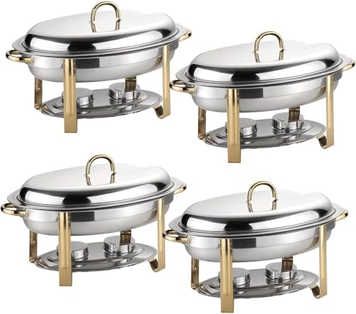 6l Ovales Chafing Dish Set, 2/4/5/6er Pack Edelstahl-buffetwärmer-tablett In Voller Größe Mit Lebensmittelpfanne, Wasserwanne Und Brennstoffhaltern, Für Hochzeiten, Caterings, Partys, 4 Pack 6l Ovales Chafing Dish Set, 2/4/5/6er Pack Edelstahl-buffetwärmer-tablett In Voller Größe Mit Lebensmittelpfanne, Wasserwanne Und Brennstoffhaltern, Für Hochzeiten, Caterings, Partys, 4 Pack von Generic