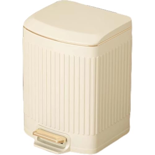 7 Liter Treteimer Edelstahl Matt Softclose Klappdeckel Leise Schließend Inneneimer Mülleimer Abfalleimer Badeimer(Beige,7L) von Generic