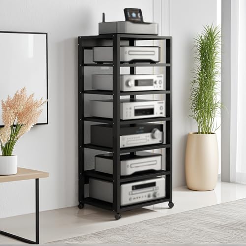 7-stufiges Audio-Video-Rack, modernes AV-Regal for HiFi-Verstärker, CD-Player, Stereo-Receiver(Schwarz) von Generic