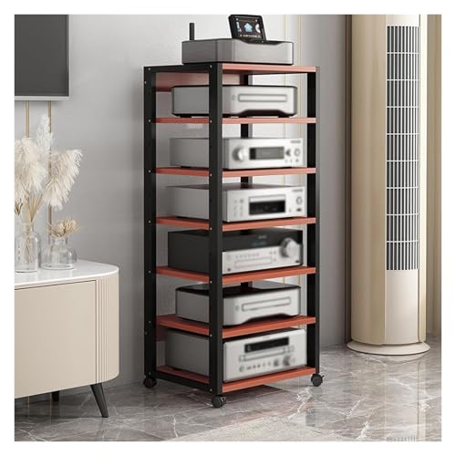 7-stufiges Hochleistungs-Audiokomponenten-Rack, HiFi-Verstärkerständer, CD-Plattenspieler- und Stereo-Receiver-Präsentationsständer(Red) von Generic