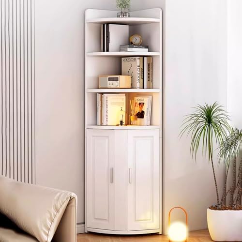 71 Zoll Hohes Bücherregal mit Stauraum und 2 Türen, Weiße Moderne Eckregale mit Stauraum for Wohnzimmer, Küche, Bad, Waschküche, Platzsparend 71 Zoll Hohes Bücherregal mit Stauraum und 2 Türen, Weiße Moderne Eckregale mit Stauraum for Wohnzimmer, Küche, Bad, Waschküche, Platzsparend von Generic