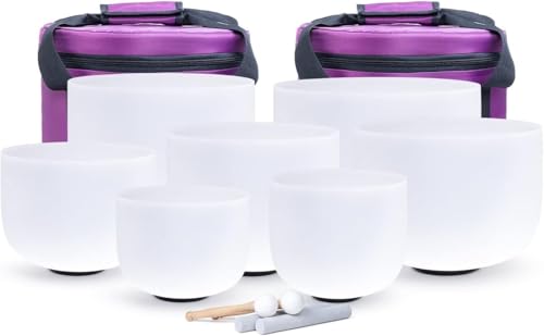 8-14 432hz 7-teiliges Chakra-klangschalen-Set Aus Mattiertem Quarzkristall Mit Kostenloser Box, 432hz Perfect Pitch von Generic