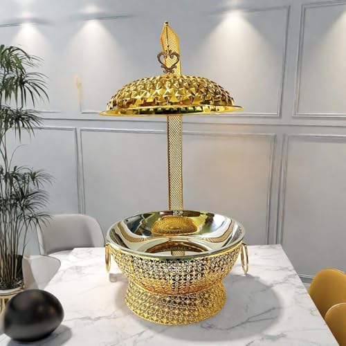 8-Liter-Hängedeckel-Speisekocher, goldenes Chafing-Dish-Buffet-Set, mit Abnehmbarer Abdeckung und Halterung für Familienfeiern, Bankette 8-Liter-Hängedeckel-Speisekocher, goldenes Chafing-Dish-Buffet-Set, mit Abnehmbarer Abdeckung und Halterung für Familienfeiern, Bankette von Generic