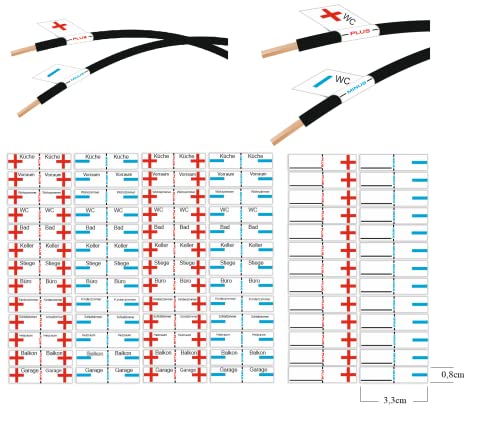 84 Stück Kabel Beschriftung Aufkleber Kennzeichnung für Strom Kabel und Sicherungskasten (RPw46) (1 Set Kabel Kennezichnung Aufkleber) von Generic