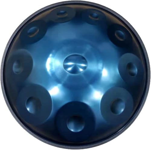 9/10 Note Handpan Drum 22 Zoll In D-moll Handtrommel Steel Drum Percussion Mit Handpan Ständer Und Weiche Handpan Tasche, Blue, 10 Notes von Generic