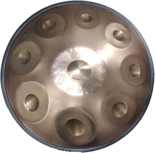 9/10 Note Handpan Drum 22 Zoll In D-moll Handtrommel Steel Drum Percussion Mit Handpan Ständer Und Weiche Handpan Tasche, Gold, 9 Notes von Generic