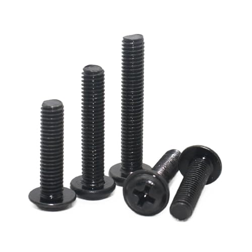 90/40/20/10pc Black Carbon Steel M1.4 M2 M2.5 M3 M3.5 M4 M5 M6 PWM Cross Pan Round Head With Washer Collar Screw Bolt(16mm,M2.5X40pcs) von Generic