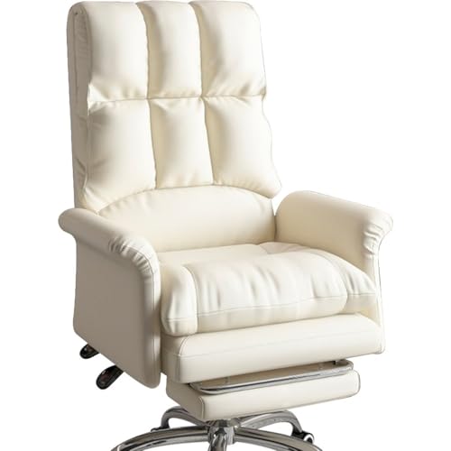 90°-145° Verstellbarer Gaming-Stuhl Fürs Schlafzimmer – Weicher Bürositz Mit Latexfüllung Und Einziehbarer Fußstütze, Einfache Montage(Beige Chair) von Generic