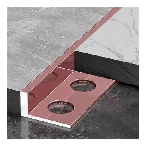 90–150 cm lange L-förmige Übergangsleiste von Holz zu Fliesen, Türreduzierer/Vinylfliesen-Bodenspalt-Teppichkantenleiste for Schiebetüren(Rose Gold,Length 140cm/55.1in) von Generic