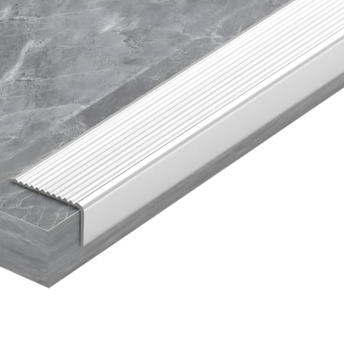 90 Cm Rutschfeste Treppenkantenschutz L-Form, Außen Alu Treppen Kantenschutz, Einfach zu Installieren(Silber,5x3cm) von Generic