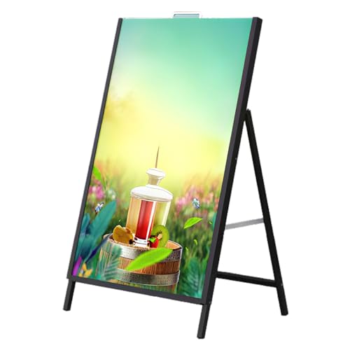 A Boards Pavement Signs Eine Rahmenschild-Schild-Tafel doppelseitige Anzeige A-Board-Poster-Ständerschilderhalter für Werbemetallplatten (schwarz，60x90 cm) Single-sided Carry-Handle von Generic