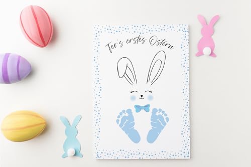 A&M ArtfulDesign Mein erster Fußabdruck zu Ostern Personalisiert Hase Ostergeschenk mit Fußabdruck Baby Kinder Geschenk Wanddeko Kinderzimmer von Generic