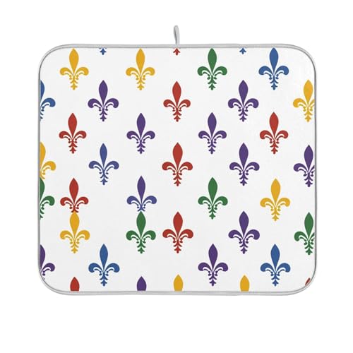 Ästhetische Abtropfmatte für Geschirr, niedlich, super saugfähig, für Arbeitsplatte, Fleur de Lis, Mardi Gras, Küchentheke, Matte für Geschirr, 45,7 x 61 cm Ästhetische Abtropfmatte für Geschirr, niedlich, super saugfähig, für Arbeitsplatte, Fleur de Lis, Mardi Gras, Küchentheke, Matte für Geschirr, 45,7 x 61 cm von Generic