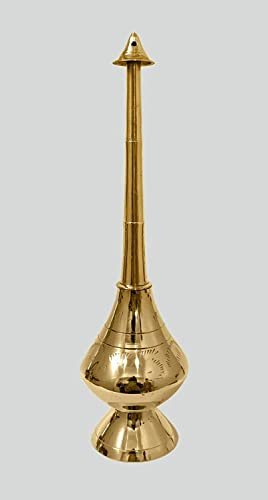 Aashita Creations 22,9 cm Messing Gulab Pash Rosenwasser Weihwasser Sprinkler göttliche religiöse Anbetung Heiliger Topf Paneer Sombu von Generic