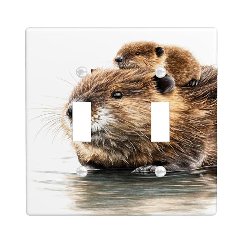 Abdeckung für Lichtschalter/Steckdosenabdeckung mit niedlichem Biber, braunes Tier-Design für Kinderzimmer, thermoplastische Wandplatten, Standard-Größe, Doppelknebel Abdeckung für Lichtschalter/Steckdosenabdeckung mit niedlichem Biber, braunes Tier-Design für Kinderzimmer, thermoplastische Wandplatten, Standard-Größe, Doppelknebel von Generic