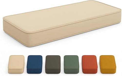 Abnehmbarer Bezug Waschbar Bankauflage Wasserdicht – Sitzkissen Für Gartenbank, rutschfeste Bankkissen Garten Sitzpolster, Outdoor Indoor Balkon Terrasse Dekokissen(Beige,30x14x2Inch) von Generic