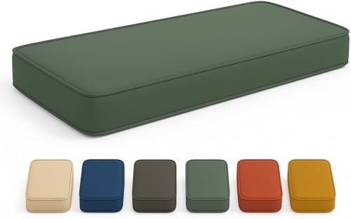 Abnehmbarer Bezug Waschbar Bankauflage Wasserdicht – Sitzkissen Für Gartenbank, rutschfeste Bankkissen Garten Sitzpolster, Outdoor Indoor Balkon Terrasse Dekokissen(Grass Green,42x16x2.5Inch) von Generic