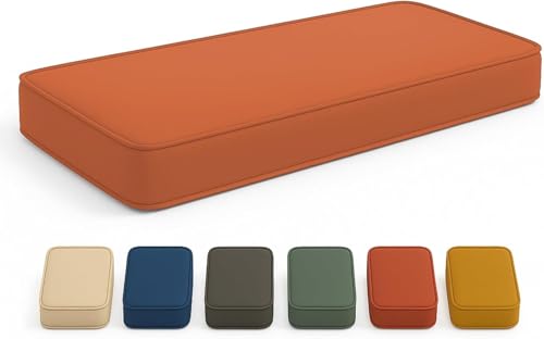 Abnehmbarer Bezug Waschbar Bankauflage Wasserdicht – Sitzkissen Für Gartenbank, rutschfeste Bankkissen Garten Sitzpolster, Outdoor Indoor Balkon Terrasse Dekokissen(Orange,72x16x4Inch) von Generic