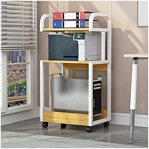 Abnehmbarer Druckerständer Mit Lagerung Rollbarer Bodenstehender Desktop-aktenvernichter Computer-Host-ständer 3 Große Lagerregale Mit Rädern, Light Walnut, 51.5x30x135.5cm（20.3x11.8x53.3inch） von Generic