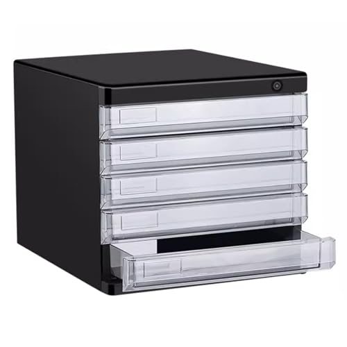 Abschließbare Aktenbox – Dokumentenschrank Mit 4/5 Schubladen Für Briefpapier, Ordner Und Bürobedarf – Sicher Und Platzsparend Für Den Heimarbeitsplatz(Schwarz,5-Layers) von Generic