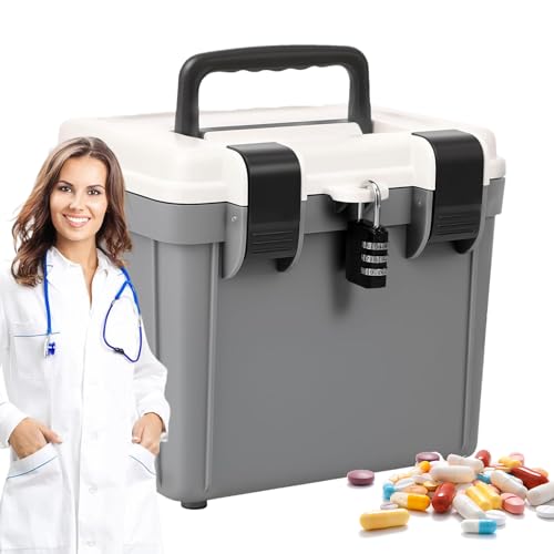 Abschließbare Medizin | Sichere Kombination | Tragbarer Organizer mit Passwortsperre, Sicherheitsbox mit großer Kapazität für Dokumente, Aktenordner, Abschließbare Medizin | Sichere Kombination | Tragbarer Organizer mit Passwortsperre, Sicherheitsbox mit großer Kapazität für Dokumente, Aktenordner, von Generic