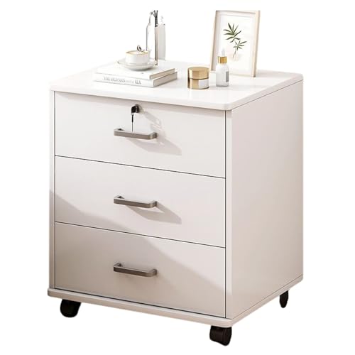 Abschließbarer Nachttisch for das Schlafzimmer, schlicht, modern, mit beweglichem Rad, Walnussfarbe, kleine Wohnung, einfaches Nachttisch-Lagerregal(1,60cm(23.6in)) von Generic