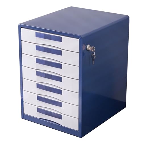 Abschließbarer Schreibtisch-Aktenschrank Aus Metall – 7-stöckiger Organizer Für Dokumente Im Letter-/A4-Format, Ordner Und Unterlagen – Für Sichere Ablage Und Archivierung(Blau) von Generic