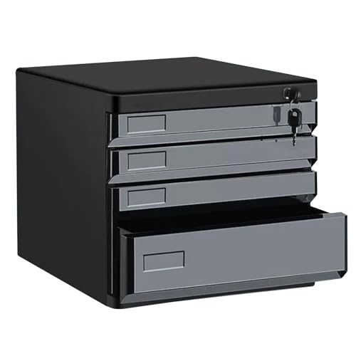 Abschließbarer Schreibtisch-Organizer Mit 4/5 Schubladen – Dokumentenschrank Für Büro, Zuhause, Ordner, Dokumente Und Archive – Ideal Für Schreibtisch Und Arbeitsplatte(Schwarz,4-Layers) von Generic