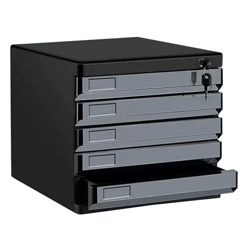 Abschließbarer Schreibtisch-Organizer Mit 4/5 Schubladen – Dokumentenschrank Für Büro, Zuhause, Ordner, Dokumente Und Archive – Ideal Für Schreibtisch Und Arbeitsplatte(Schwarz,5-Layers) von Generic