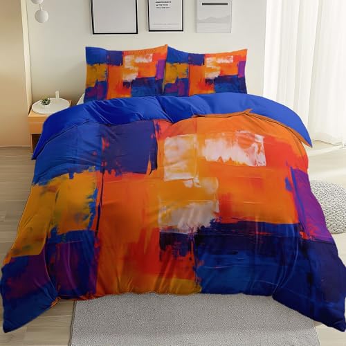 Abstrakt Geometrisch Farbblöcke Drucken Bettwäsche Set, 135 x 200 cm 3-teilig, Blau Orange Wendebettwäsche Weiche Angenehme Mikrofaser Bettwäsche Sets mit Reißverschluss Abstrakt Geometrisch Farbblöcke Drucken Bettwäsche Set, 135 x 200 cm 3-teilig, Blau Orange Wendebettwäsche Weiche Angenehme Mikrofaser Bettwäsche Sets mit Reißverschluss von Generic