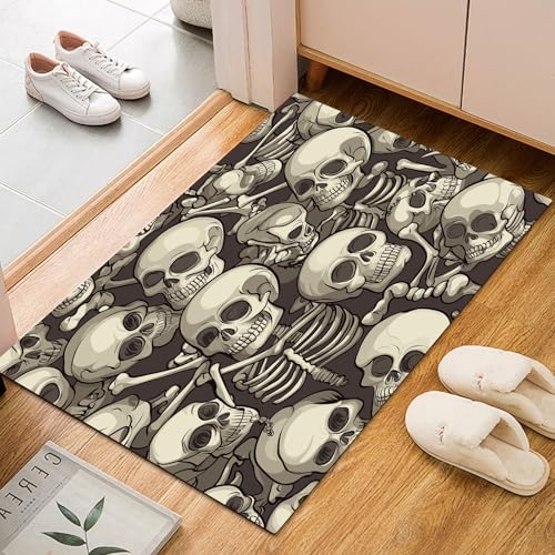 Abstrakt Menschlicher Schädel Teppich Wohnzimmer 60x90cm Rugs for Living Room, Waschbare Teppiche Kurzflor rutschfest Weich Horror Skelett Teppisch für Schlafzimmer Kinderzimmer von Generic