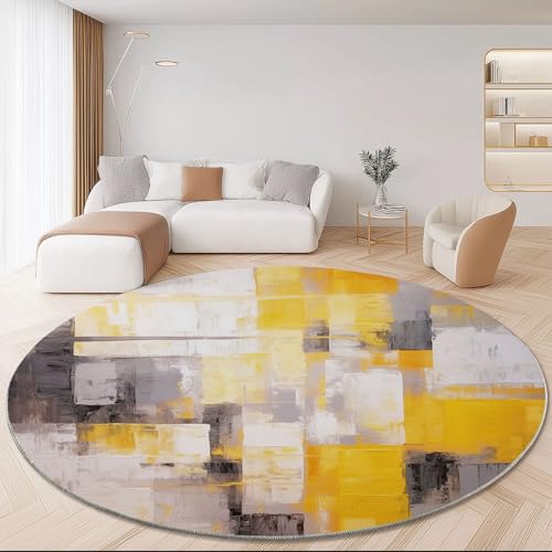 Abstrakt Rund Teppich 160 cm Quadrate Farbblöcke Pinselstriche Teppiche Plüsch Flauschig Weich Teppich Waschbar Modern Wohnzimmer Schlafzimmer Kinderzimmer Dekorative Küche Fußmatte Grau Abstrakt Rund Teppich 160 cm Quadrate Farbblöcke Pinselstriche Teppiche Plüsch Flauschig Weich Teppich Waschbar Modern Wohnzimmer Schlafzimmer Kinderzimmer Dekorative Küche Fußmatte Grau von Generic